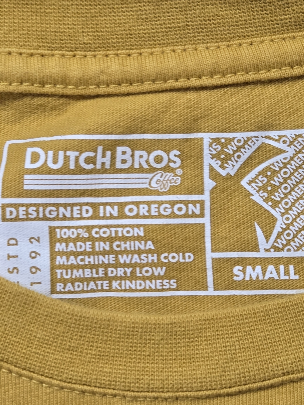 Dutch Bros Mustard Yellow Long Sleeve Windmill Tee - Picture 3 of 7